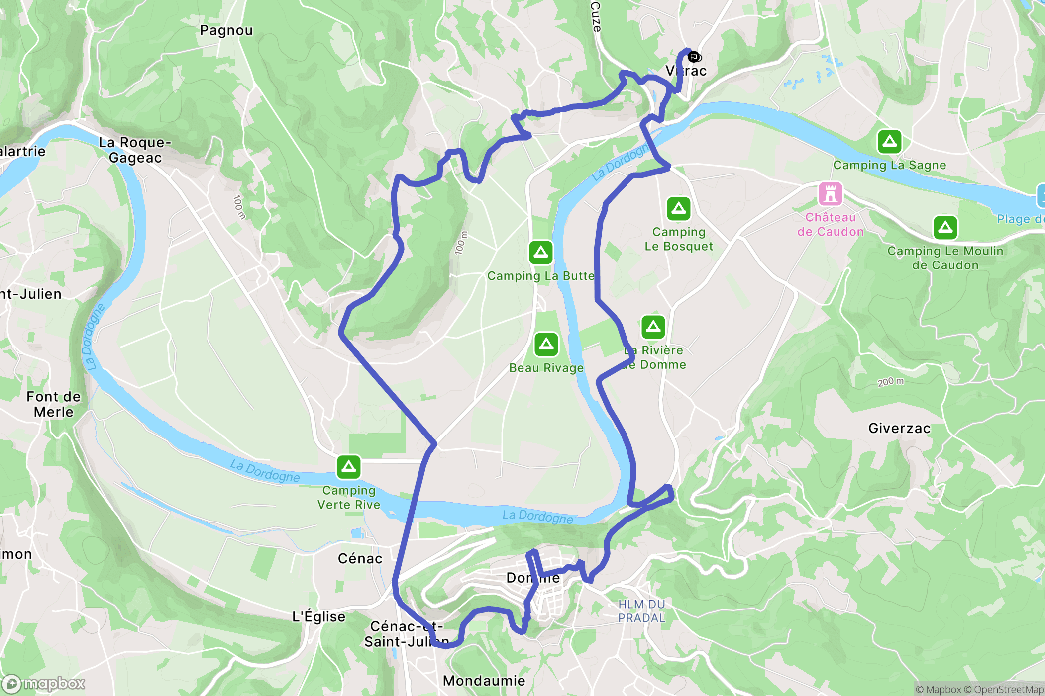 Vitrac : carte du parcours de randonnée - France