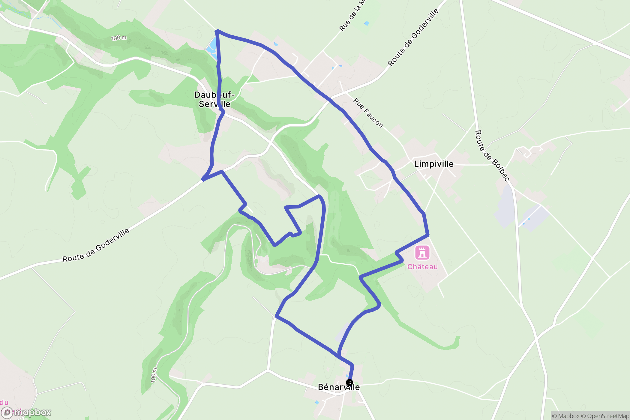 Bénarville : carte du parcours de randonnée - France