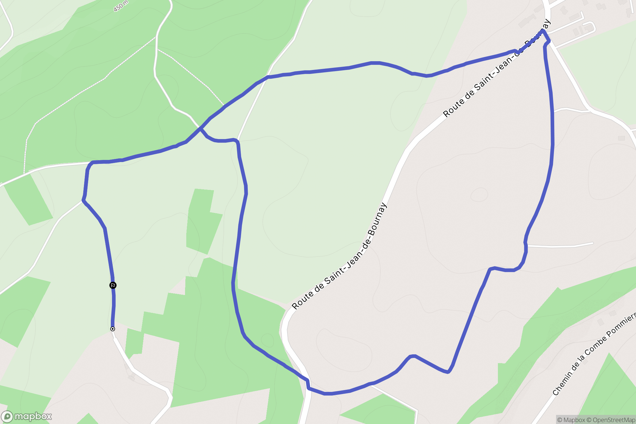 Saint-Jean-de-Bournay : carte du parcours de randonnée - France