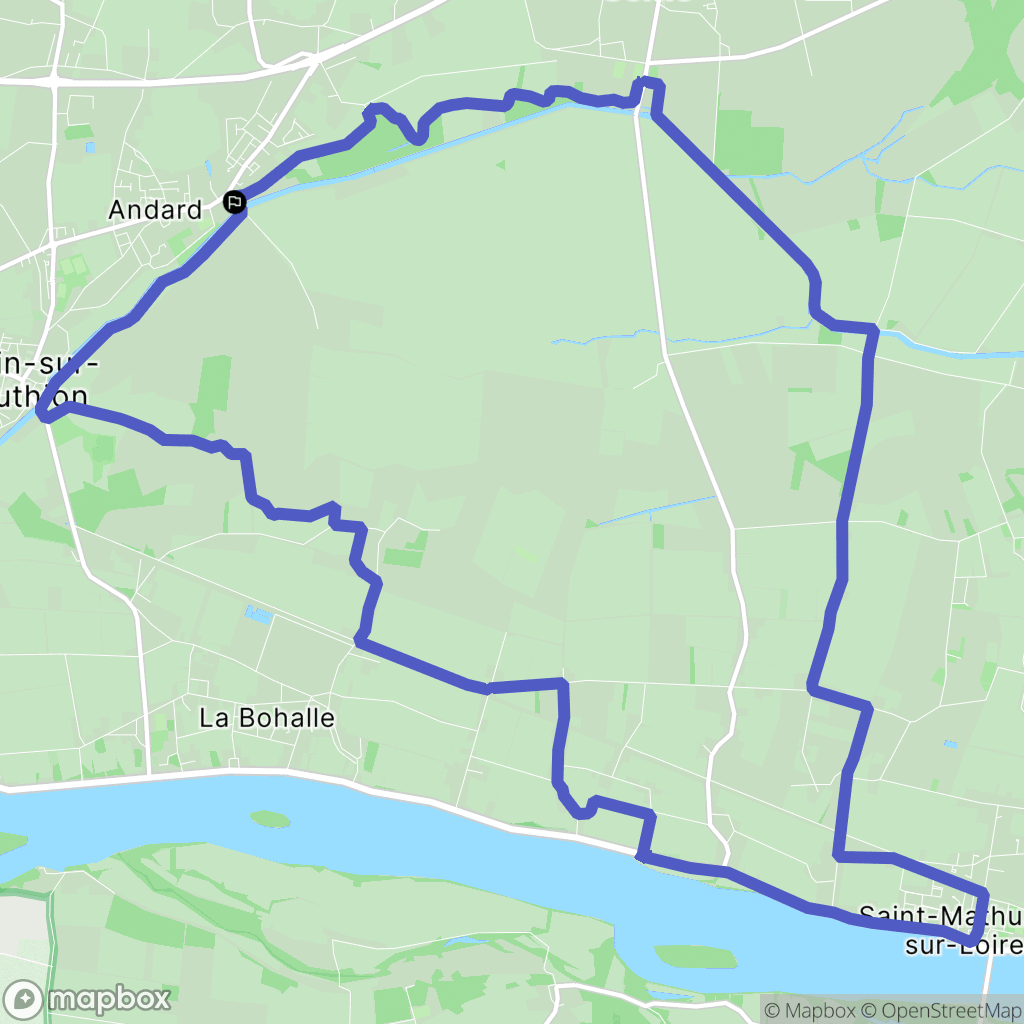 Loire-Authion : carte du parcours de randonnée - France
