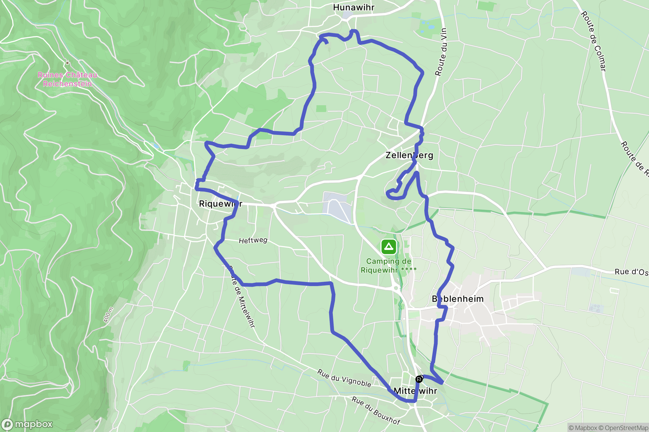 Mittelwihr : carte du parcours de randonnée - France
