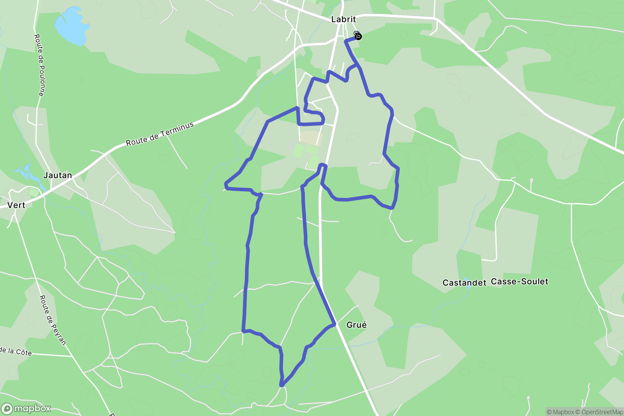 Labrit : carte du parcours de randonnée - France