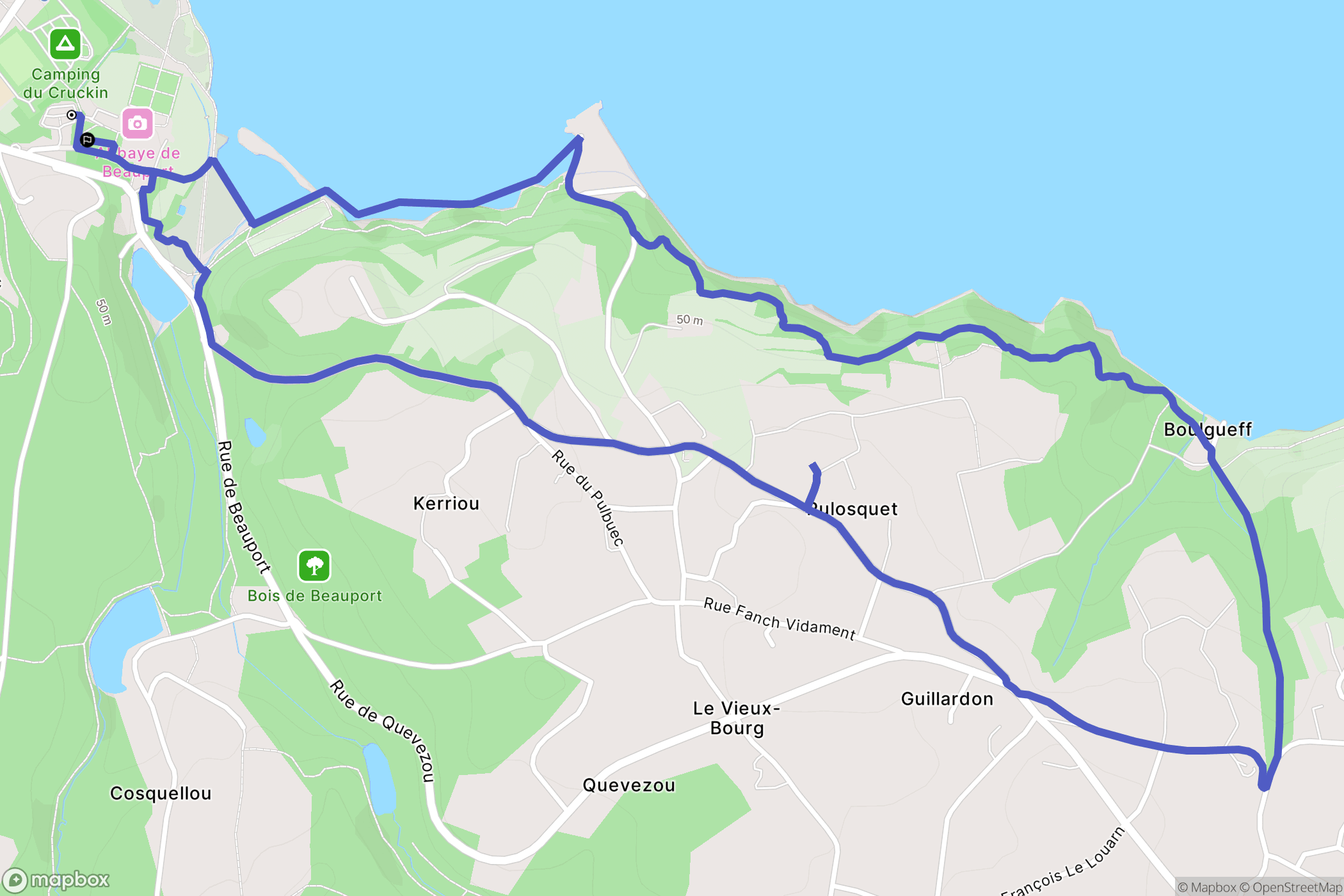 Paimpol : carte du parcours de randonnée - France