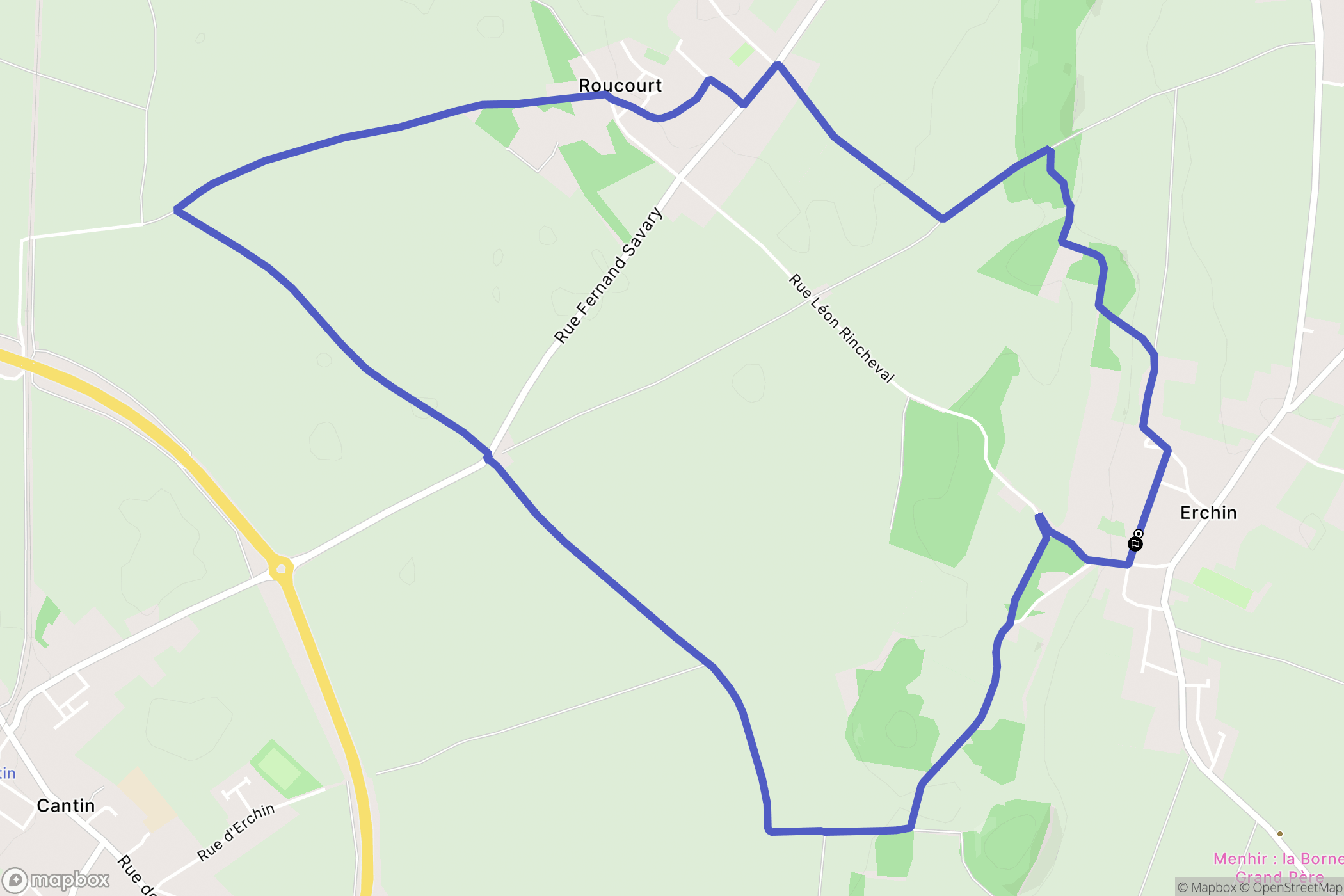 Erchin : carte du parcours de randonnée - France