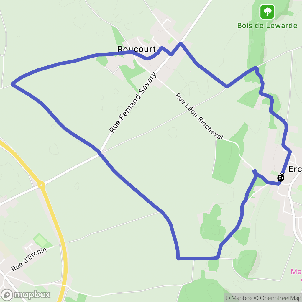 Erchin : carte du parcours de randonnée - France
