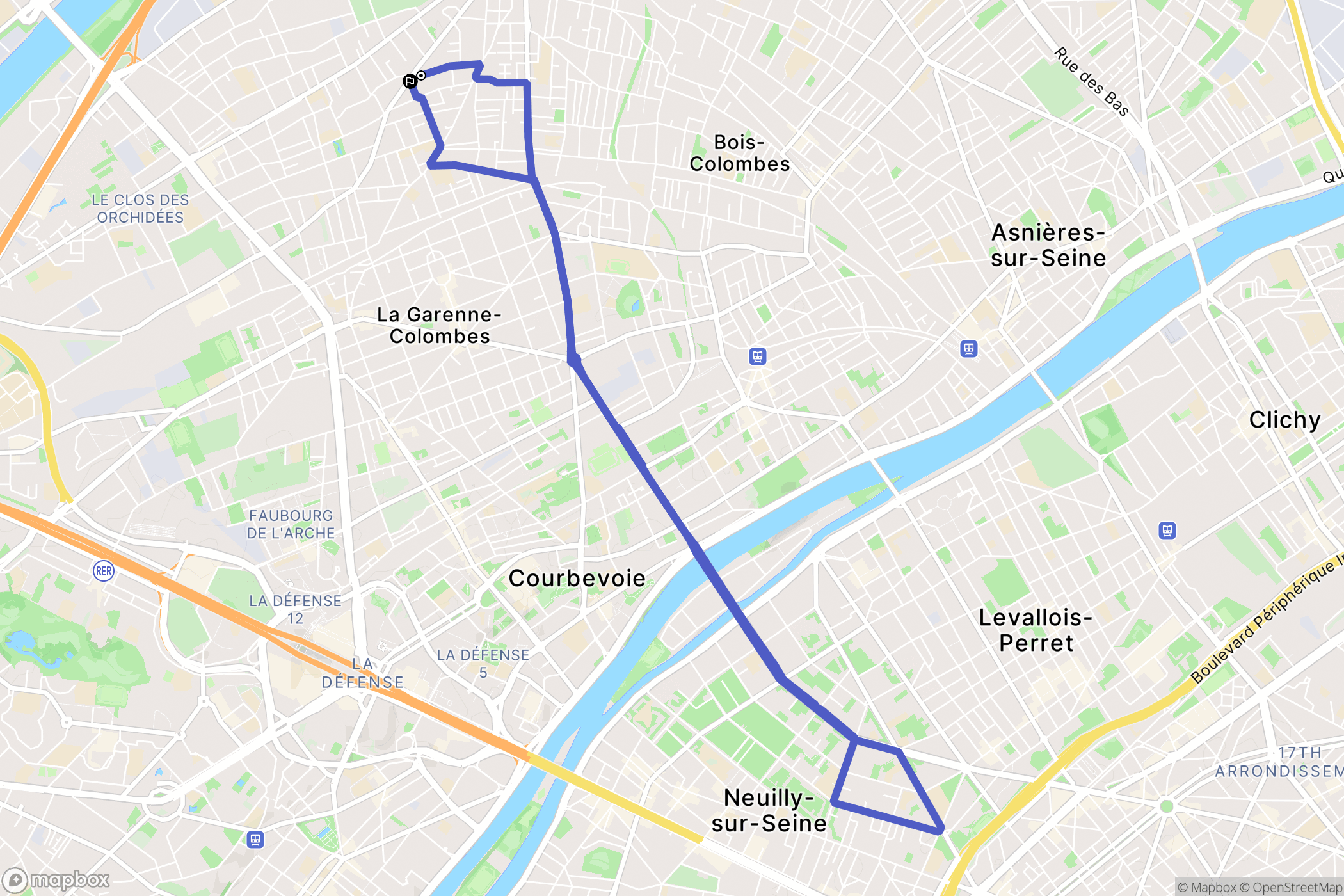 Colombes : carte du parcours de randonnée - France
