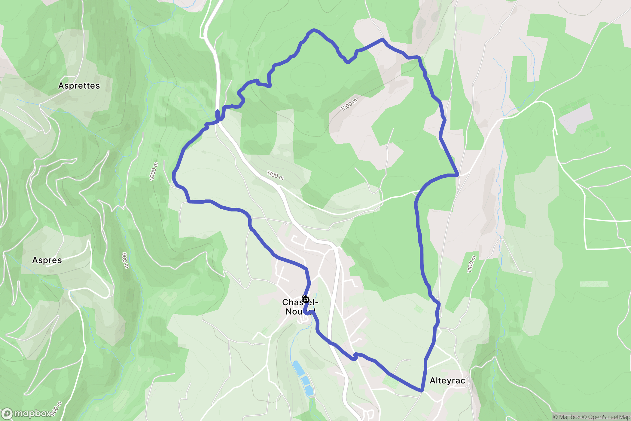Chastel-Nouvel : carte du parcours de randonnée - France