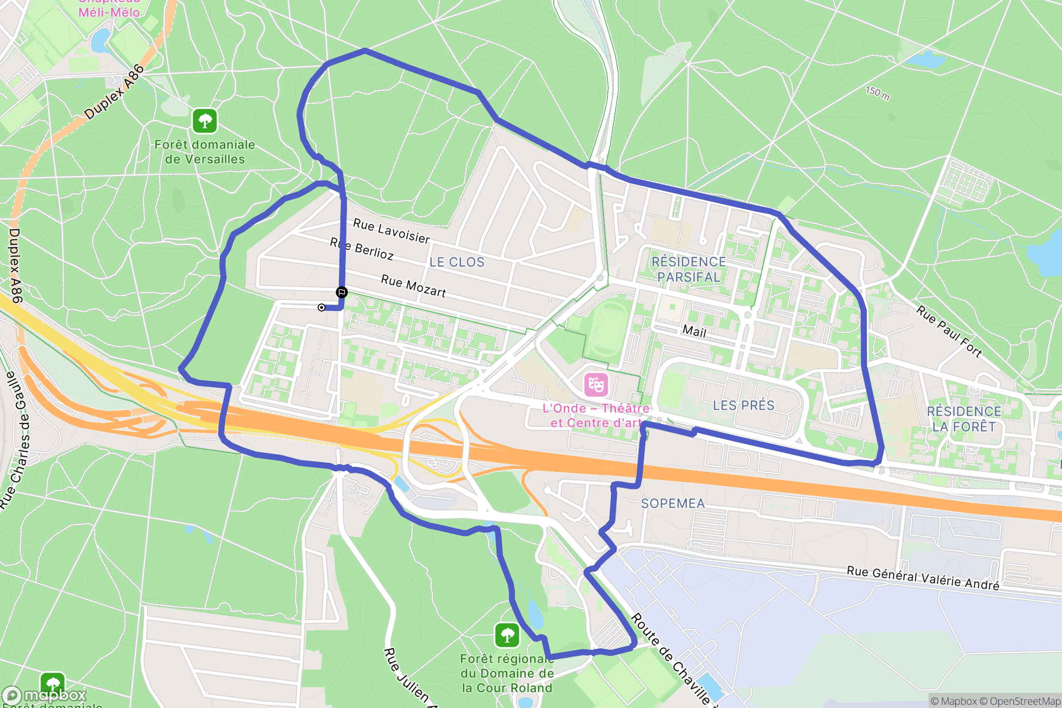 Vélizy-Villacoublay : carte du parcours de randonnée - France
