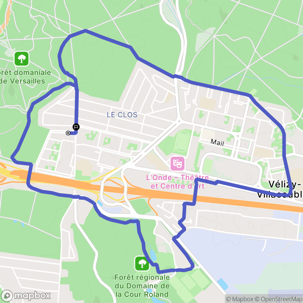 Vélizy-Villacoublay : carte du parcours de randonnée - France