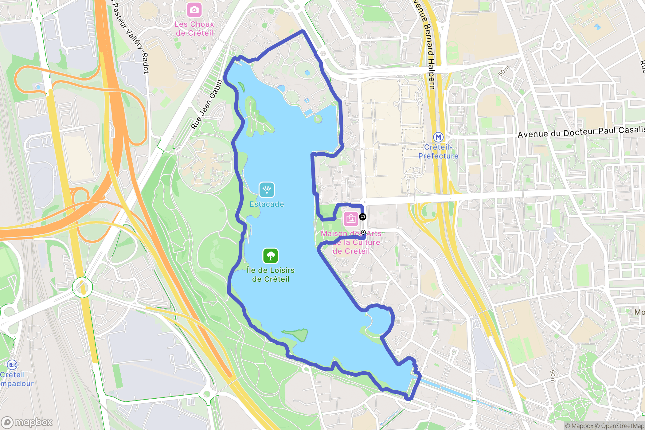 Créteil : carte du parcours de randonnée - France