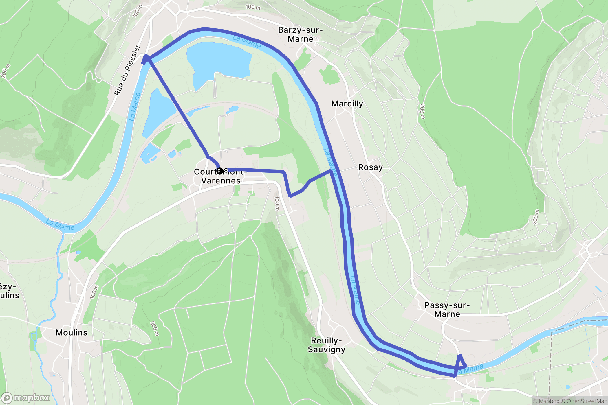 Courtemont-Varennes : carte du parcours de randonnée - France
