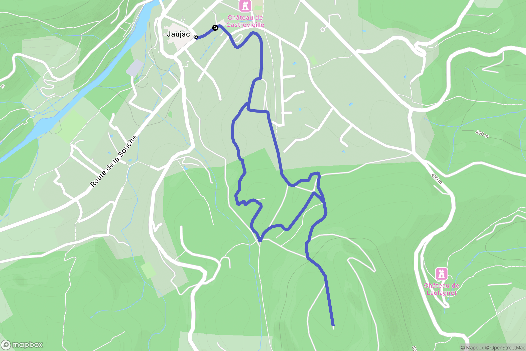Jaujac : carte du parcours de randonnée - France