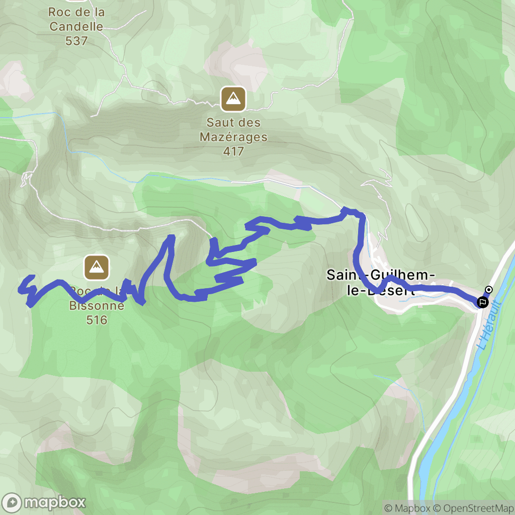 Saint-Guilhem-le-Désert : carte du parcours de randonnée - France