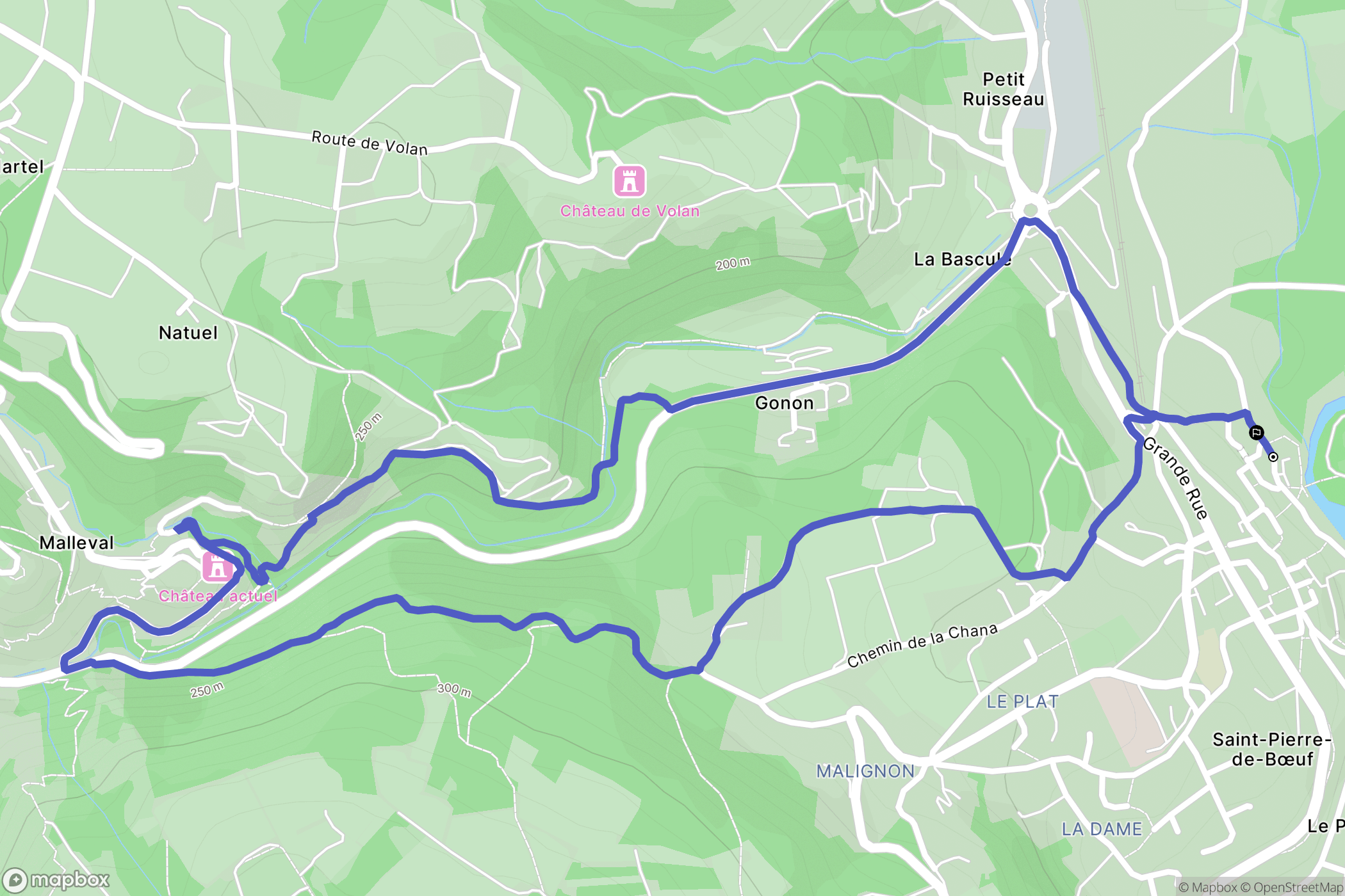 Saint-Pierre-de-Bœuf : carte du parcours de randonnée - France