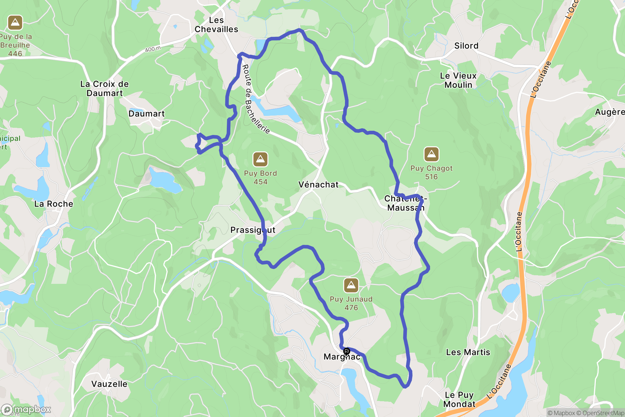 Compreignac : carte du parcours de randonnée - France