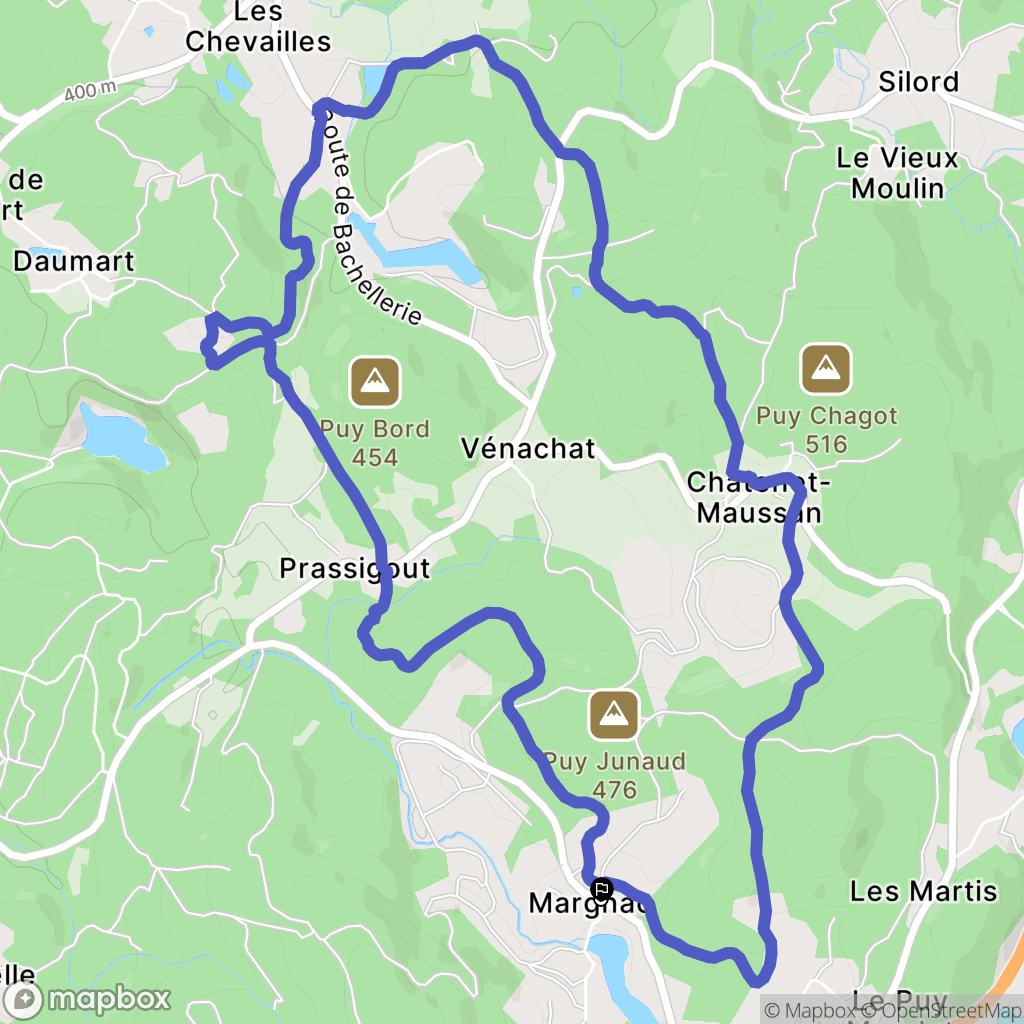 Compreignac : carte du parcours de randonnée - France