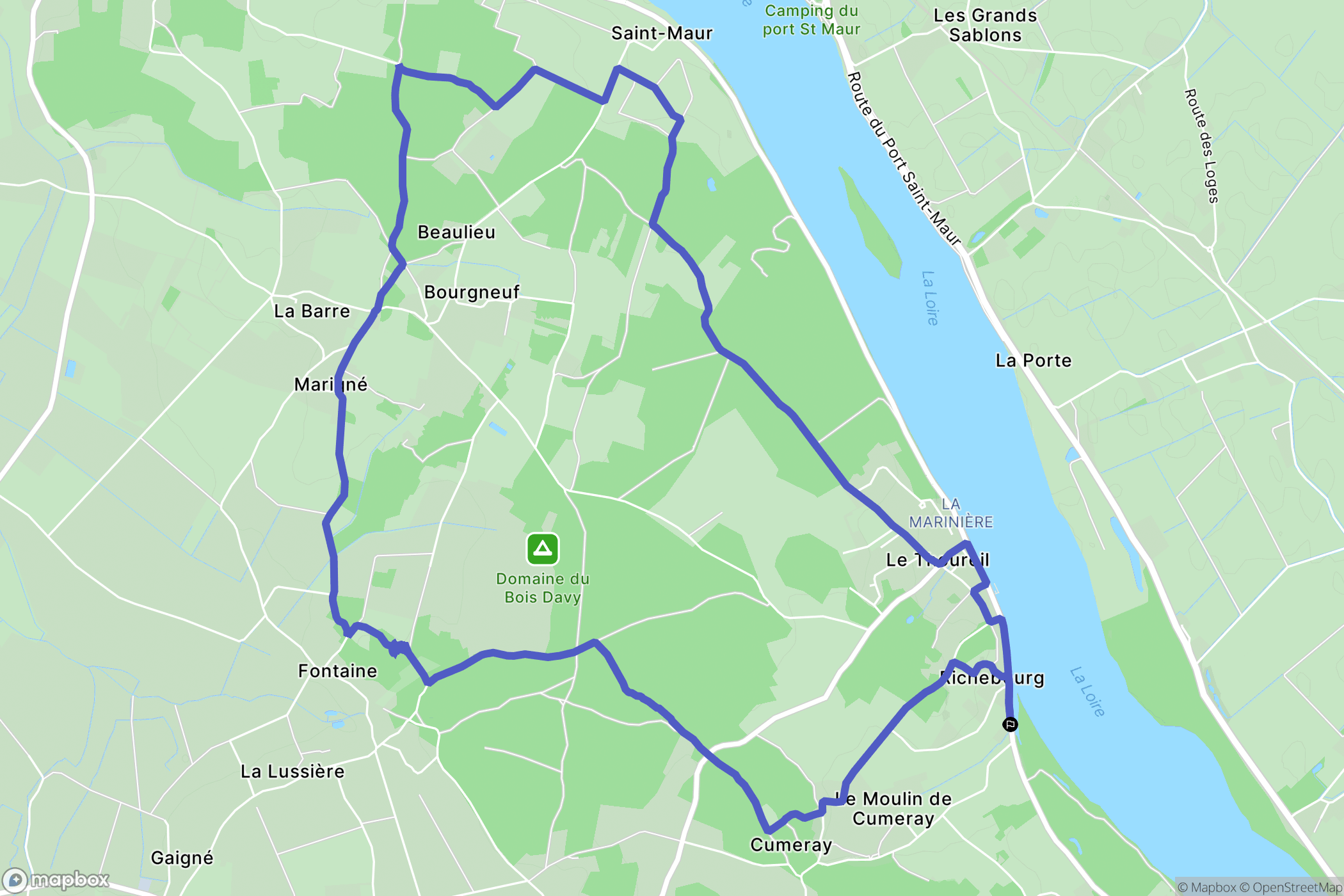 Gennes-Val-de-Loire : carte du parcours de randonnée - France