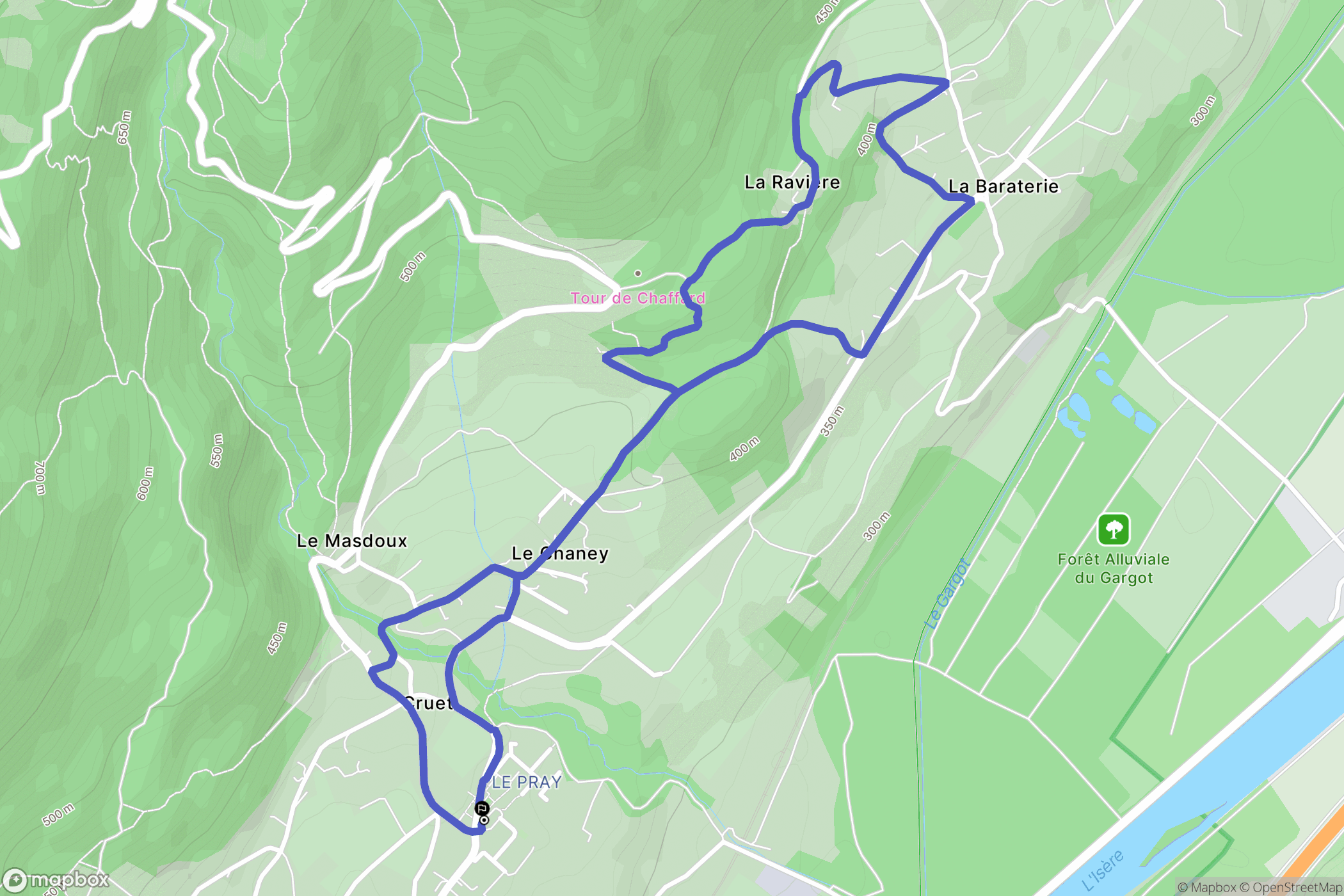 Cruet : carte du parcours de randonnée - France