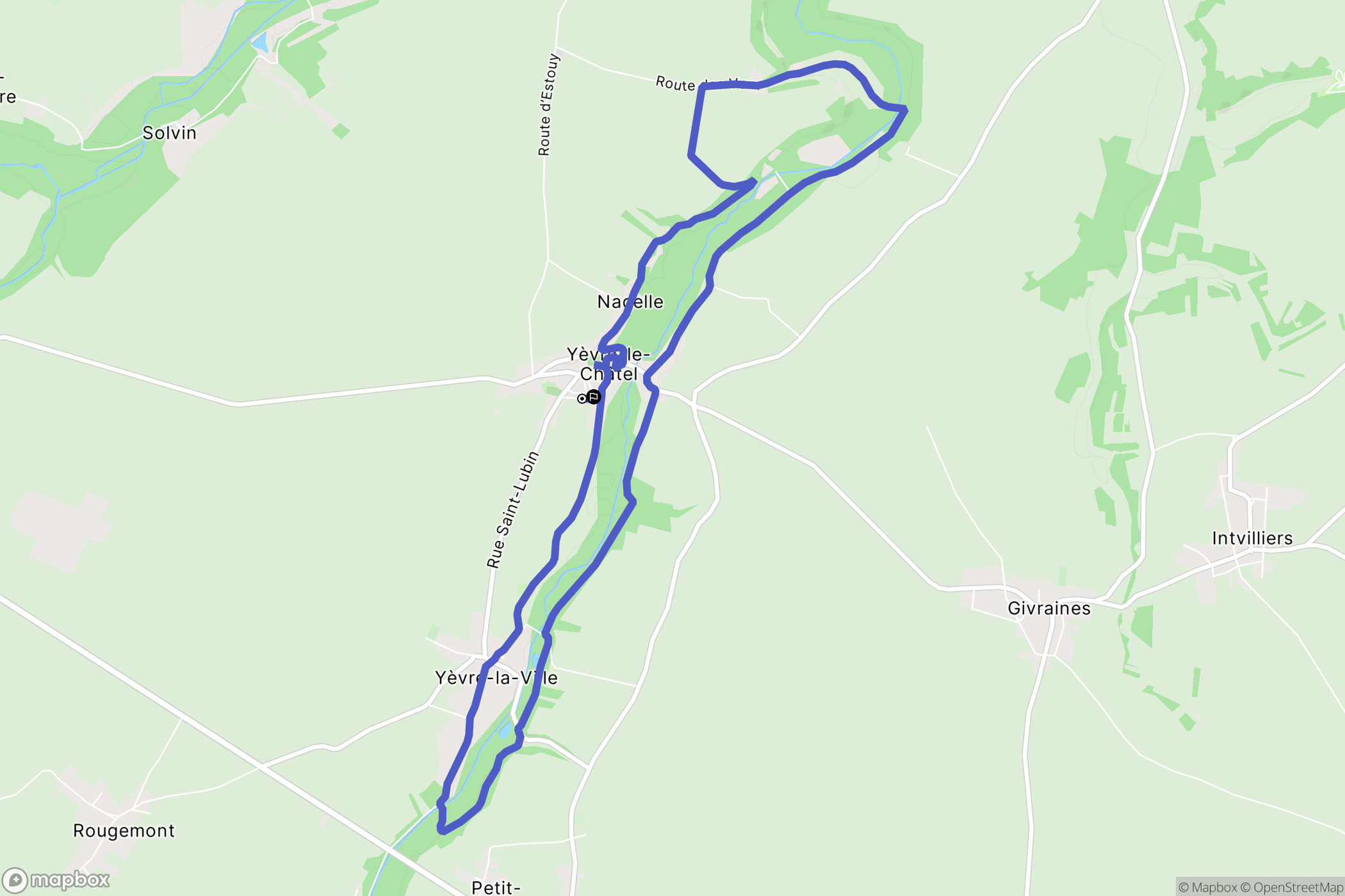 Yèvre-la-Ville : carte du parcours de randonnée - France