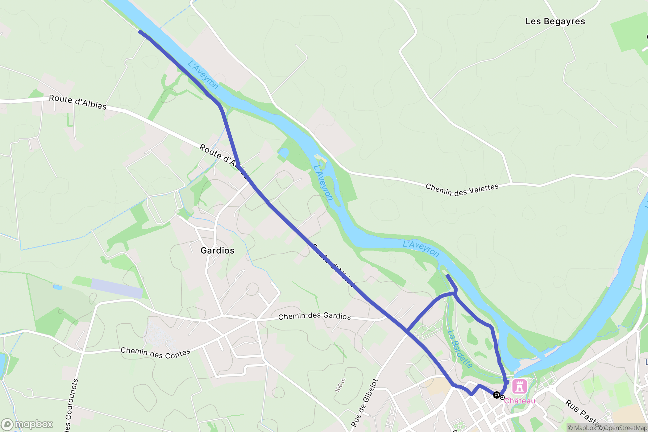 Nègrepelisse : carte du parcours de randonnée - France