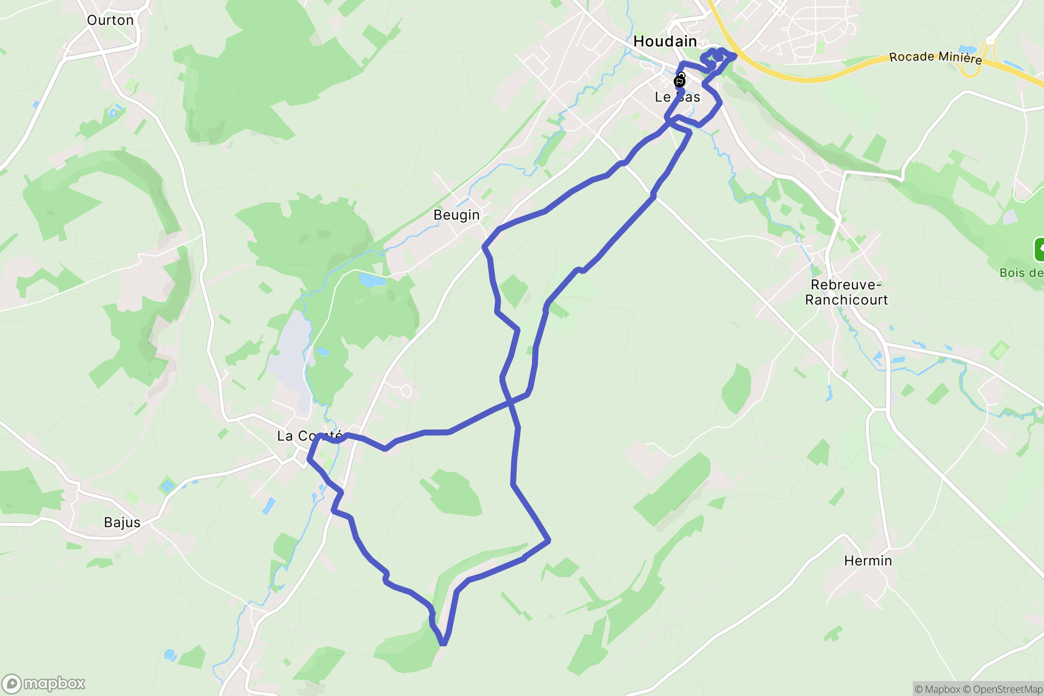 Houdain : carte du parcours de randonnée - France