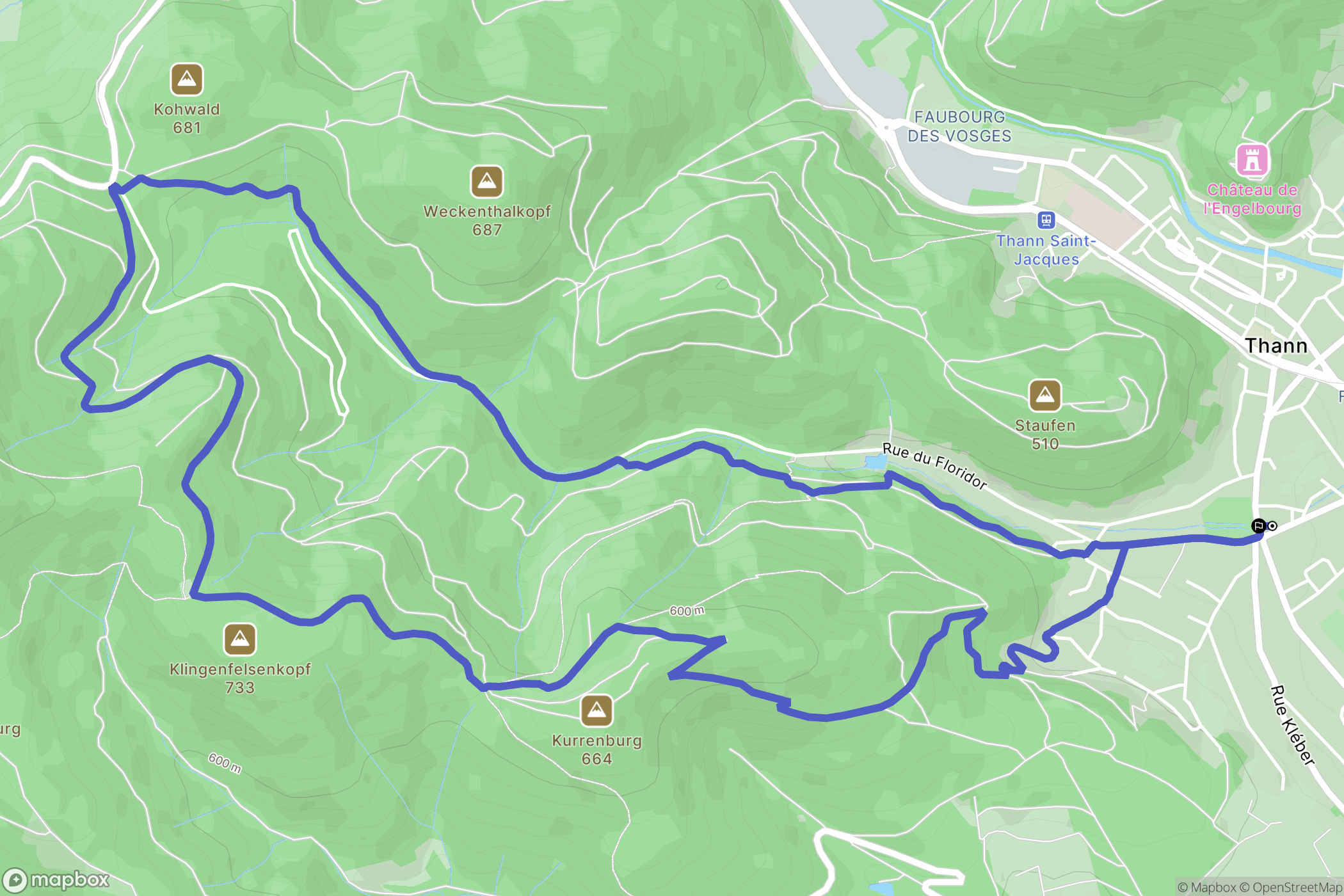 Thann : carte du parcours de randonnée - France