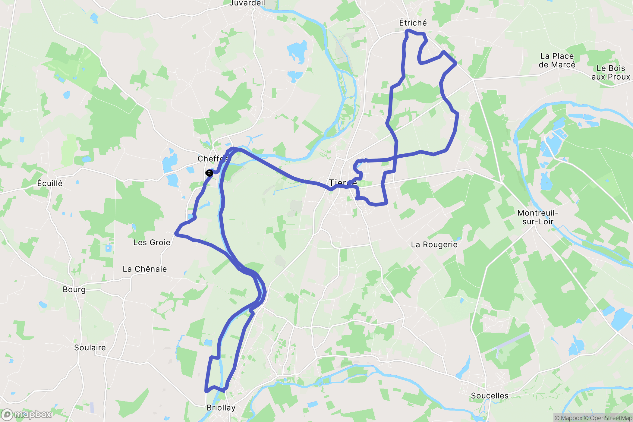 Cheffes : carte du parcours de randonnée - France
