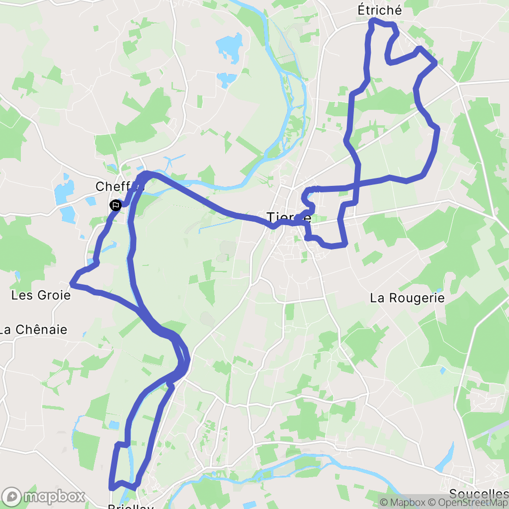 Cheffes : carte du parcours de randonnée - France
