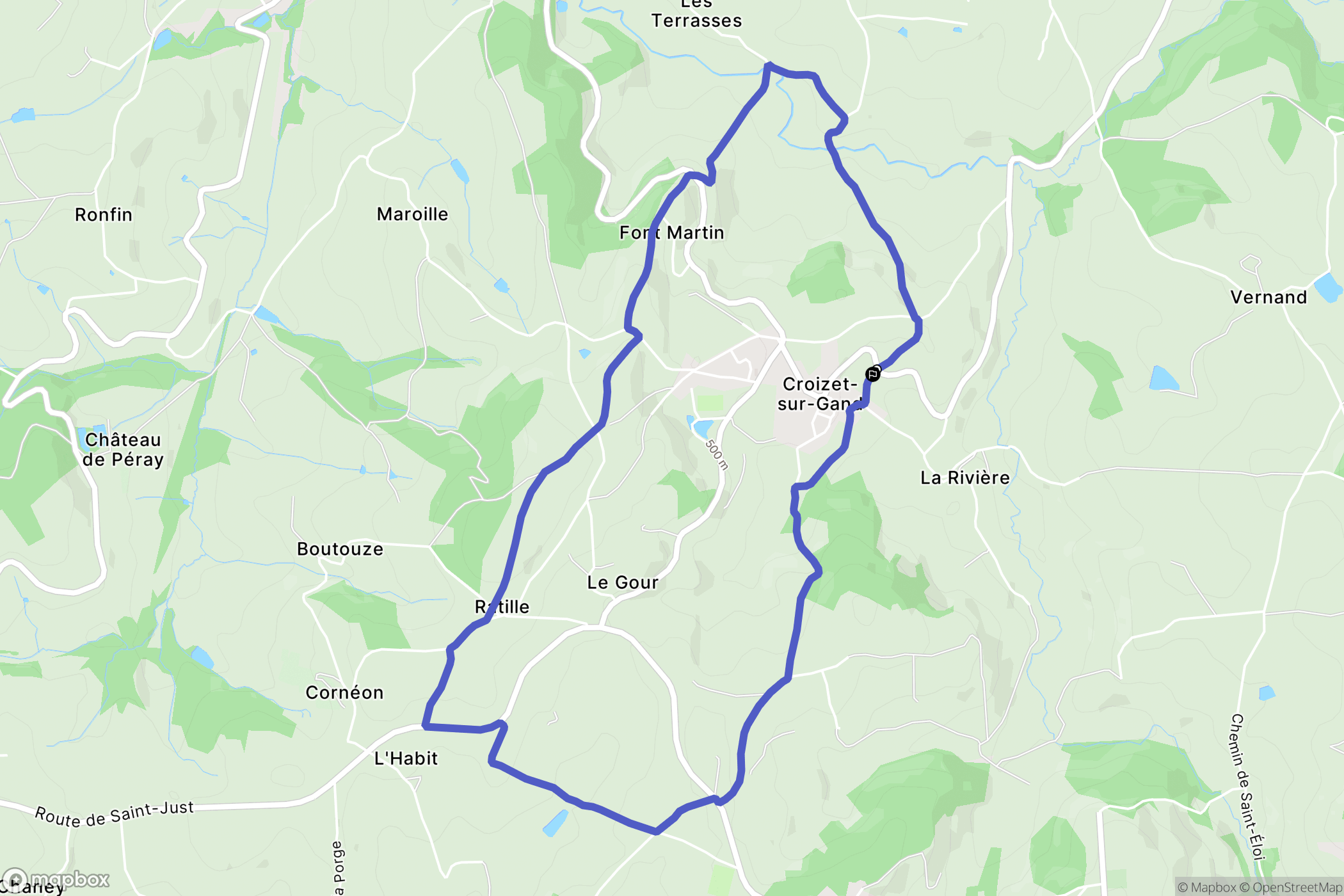 Croizet-sur-Gand : carte du parcours de randonnée - France