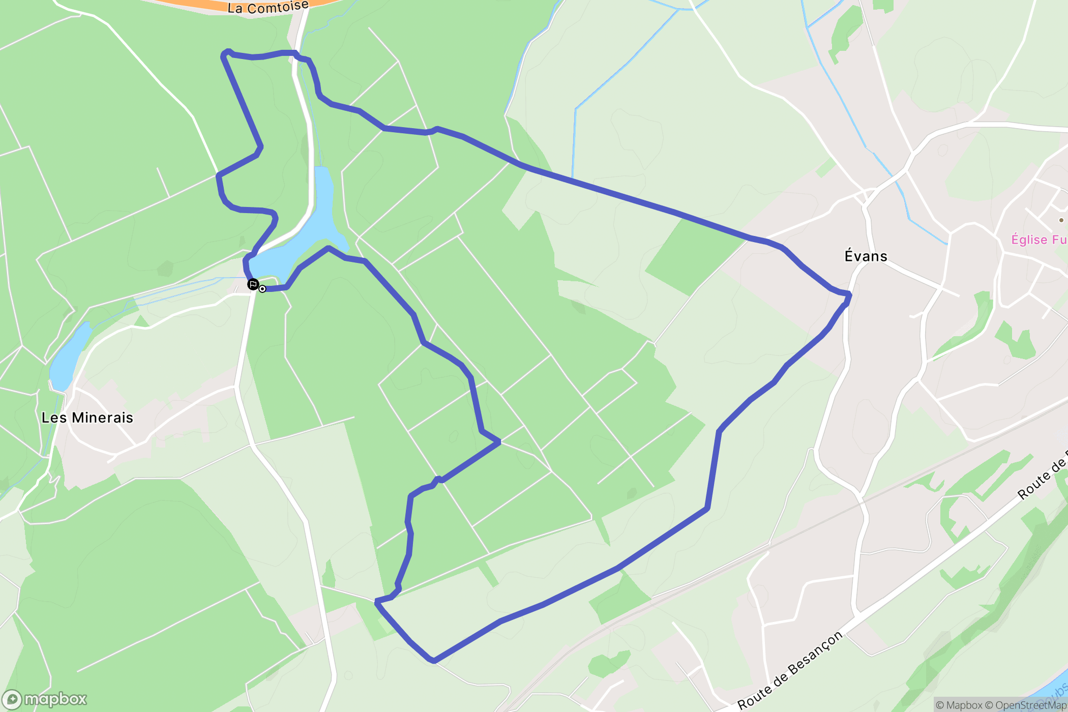 Dampierre : carte du parcours de randonnée - France