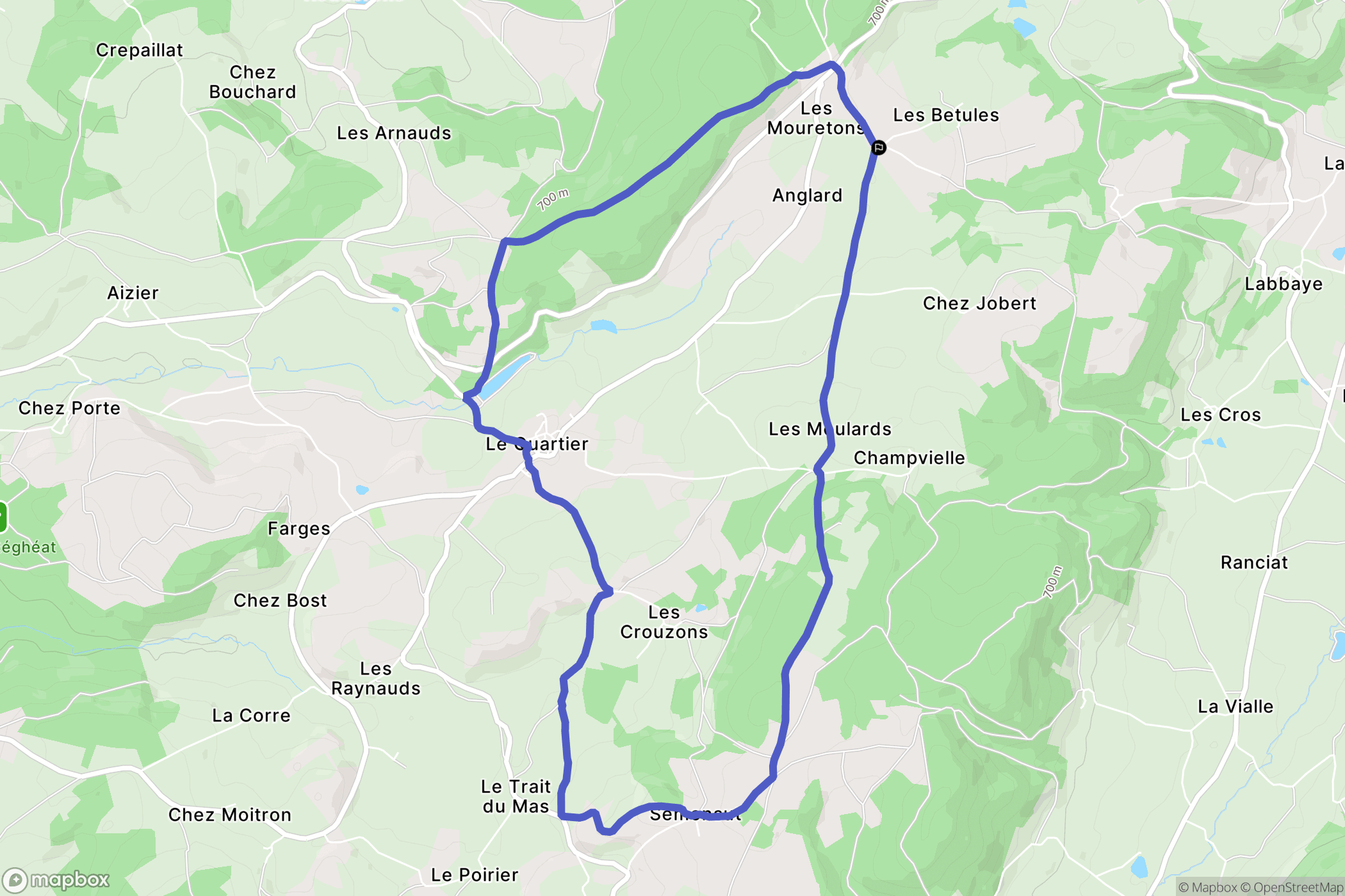 Le Quartier : carte du parcours de randonnée - France