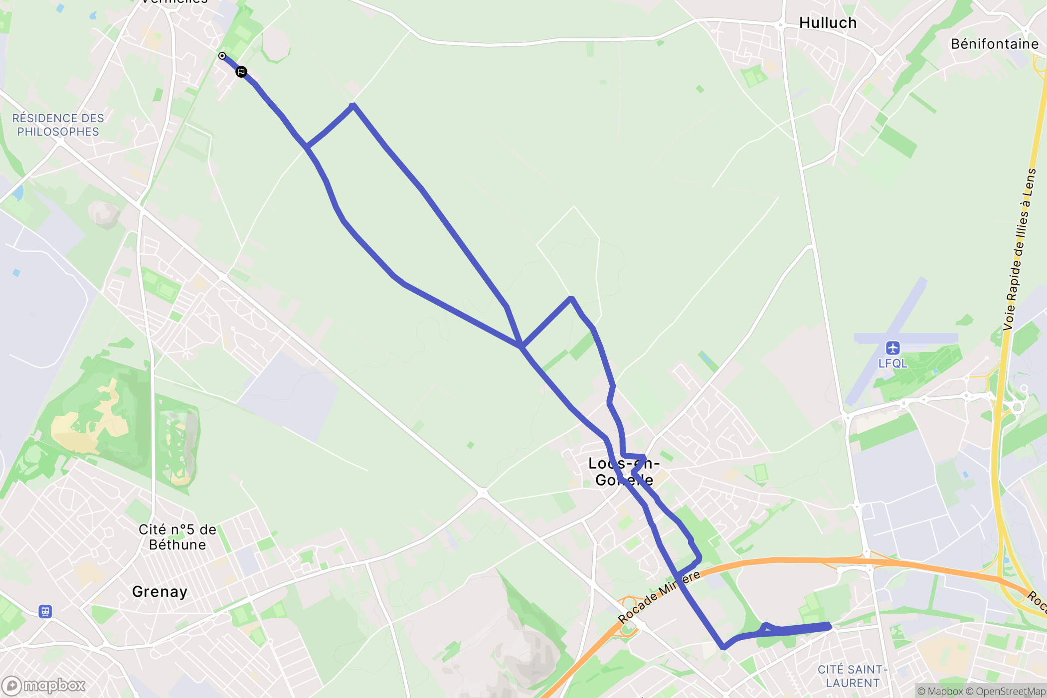 Vermelles : carte du parcours de randonnée - France