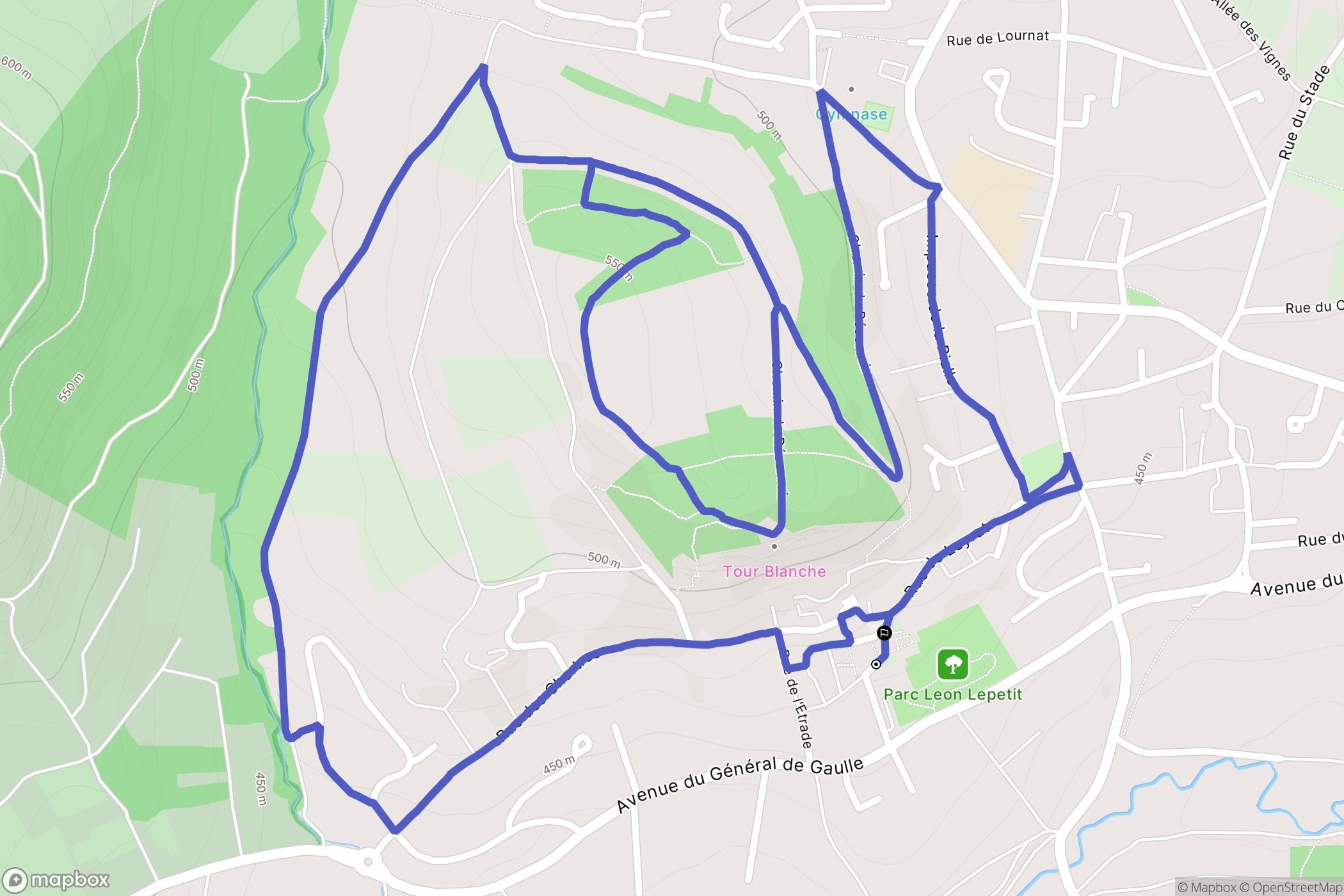 La Roche-Blanche : carte du parcours de randonnée - France