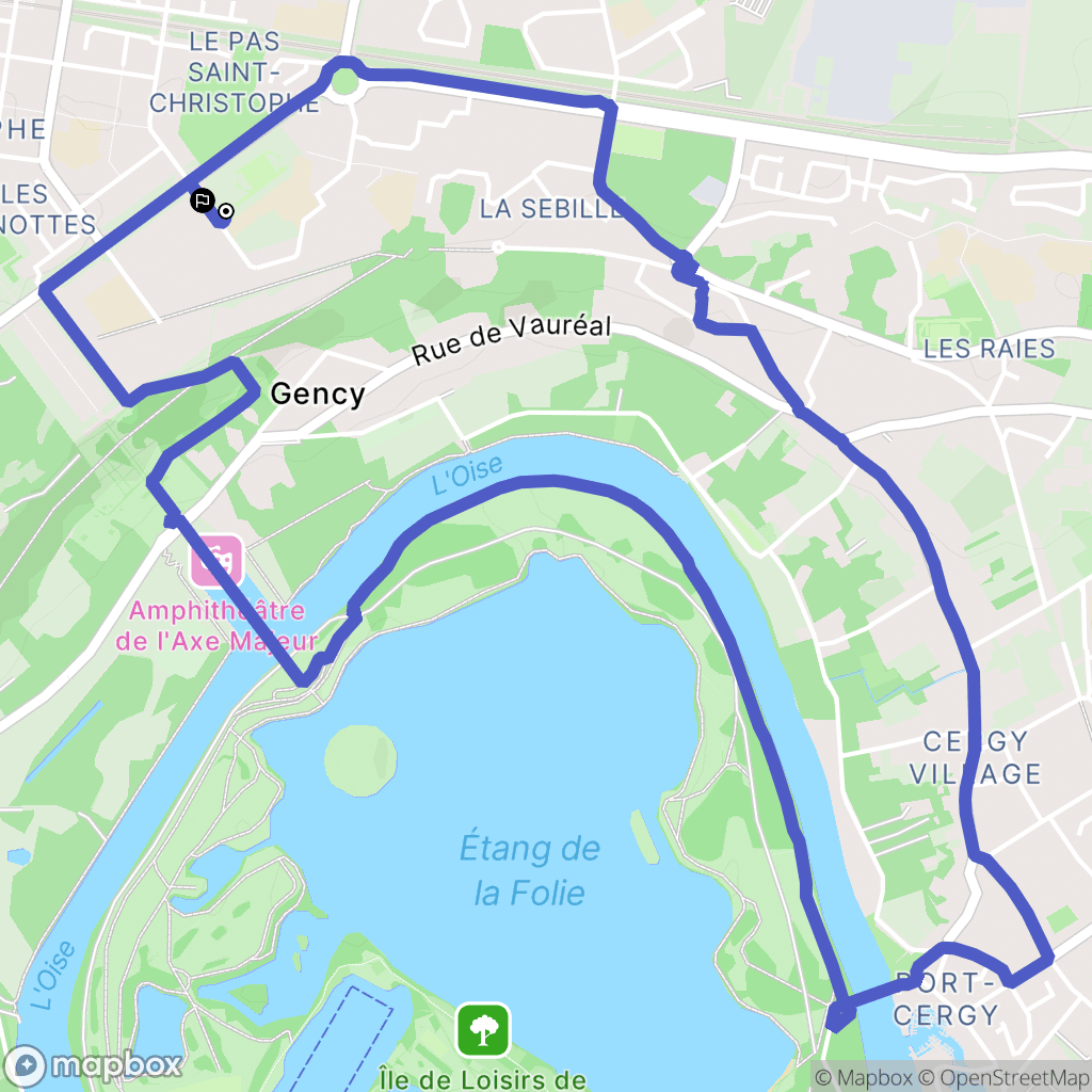 Cergy : carte du parcours de randonnée - France