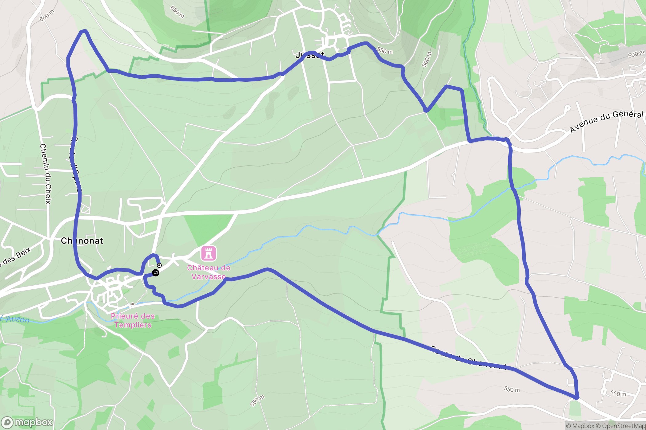 Chanonat : carte du parcours de randonnée - France