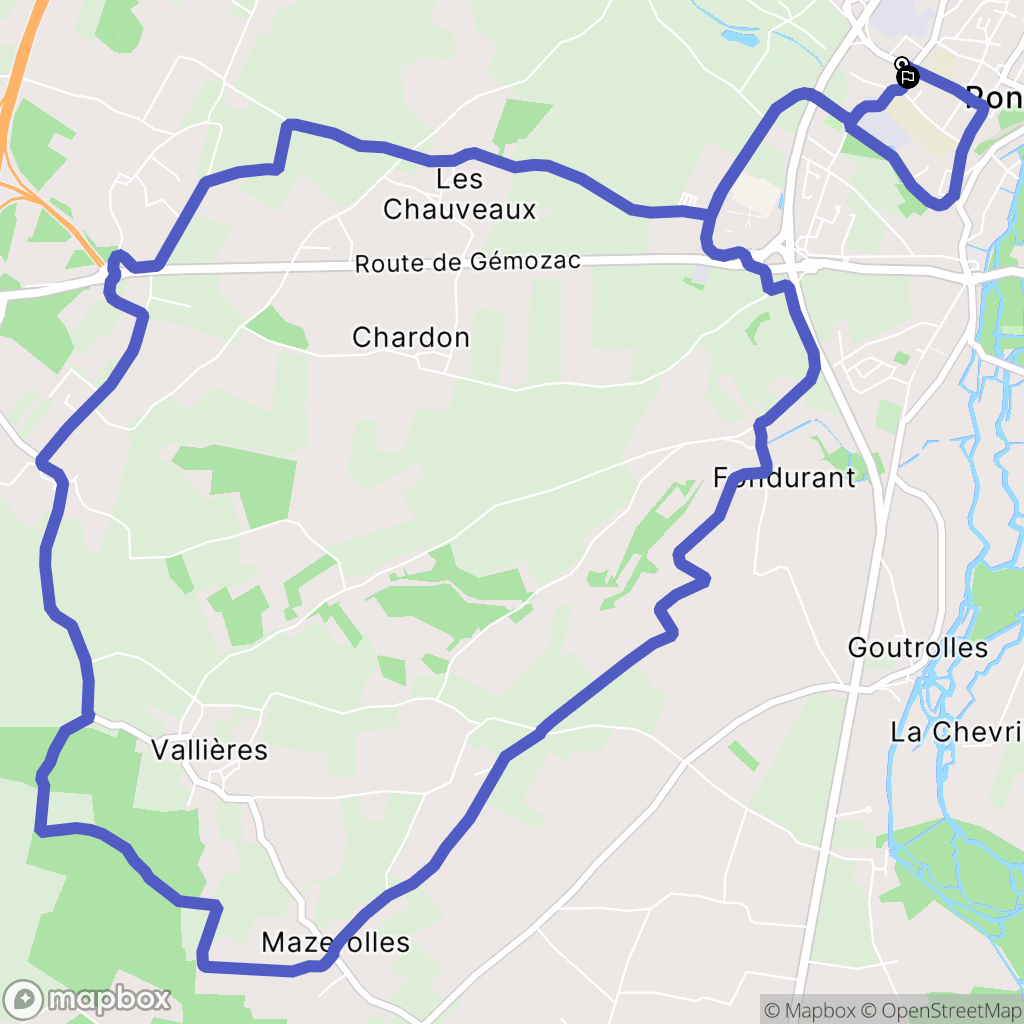 Pons : carte du parcours de randonnée - France