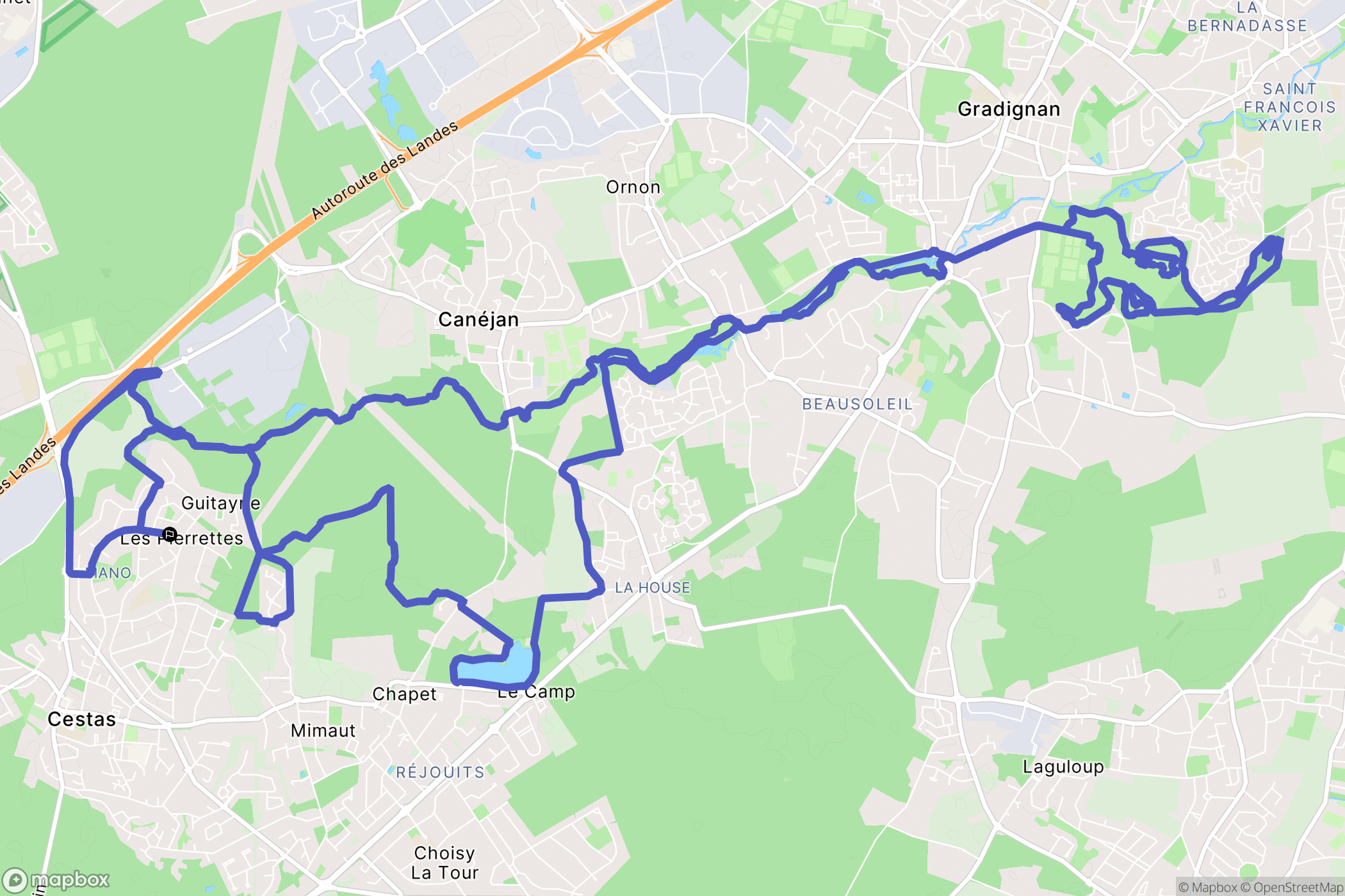 Cestas : carte du parcours de randonnée - France