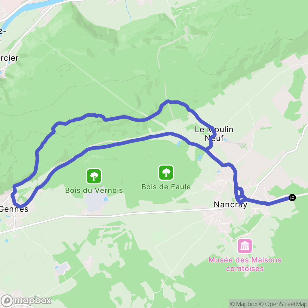 Nancray : carte du parcours de randonnée - France
