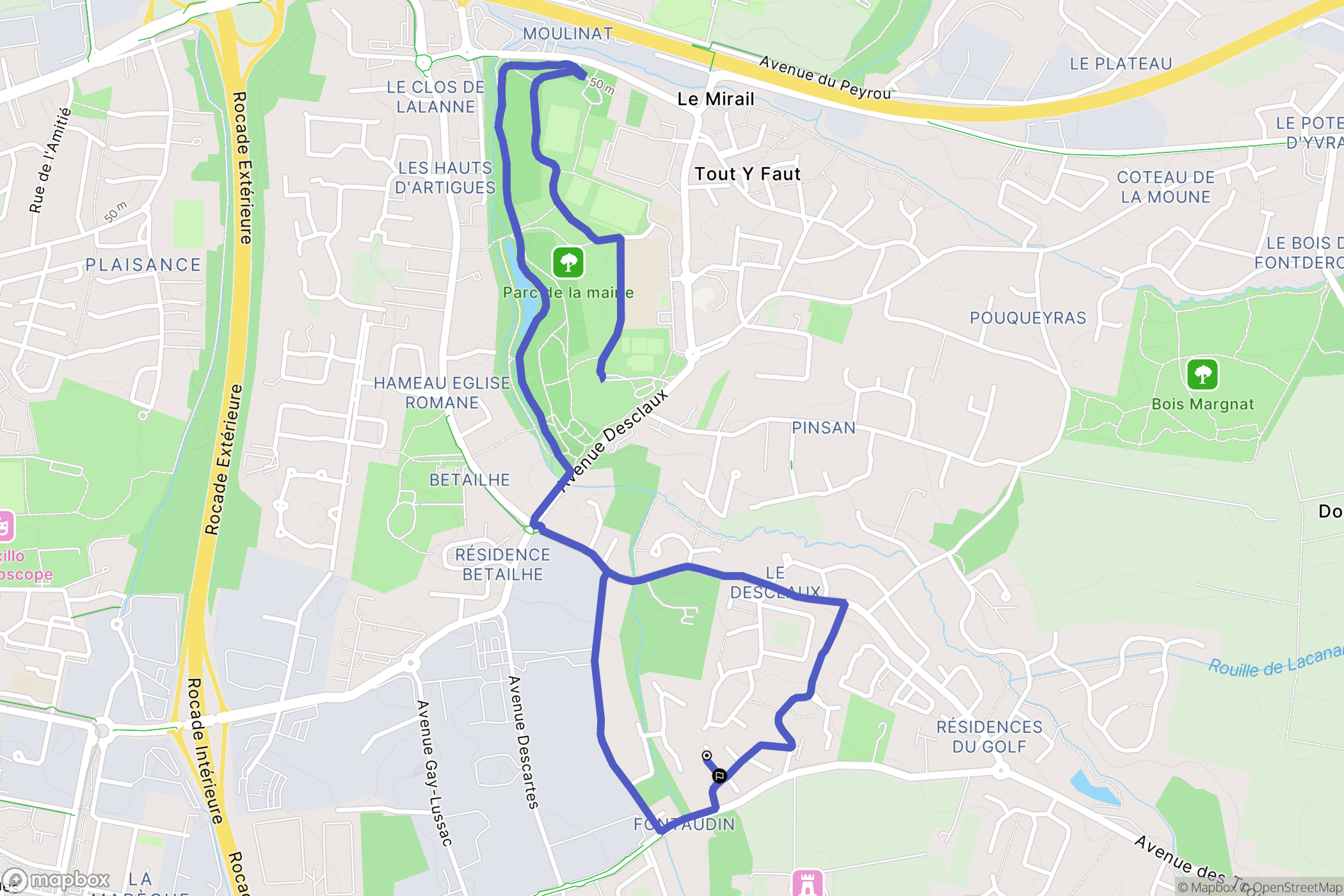 Artigues-près-Bordeaux : carte du parcours de randonnée - France