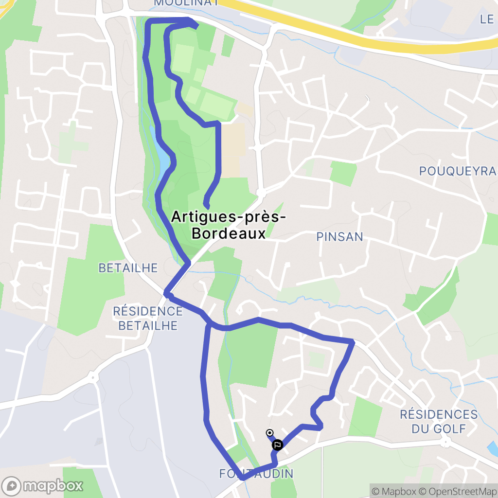 Artigues-près-Bordeaux : carte du parcours de randonnée - France