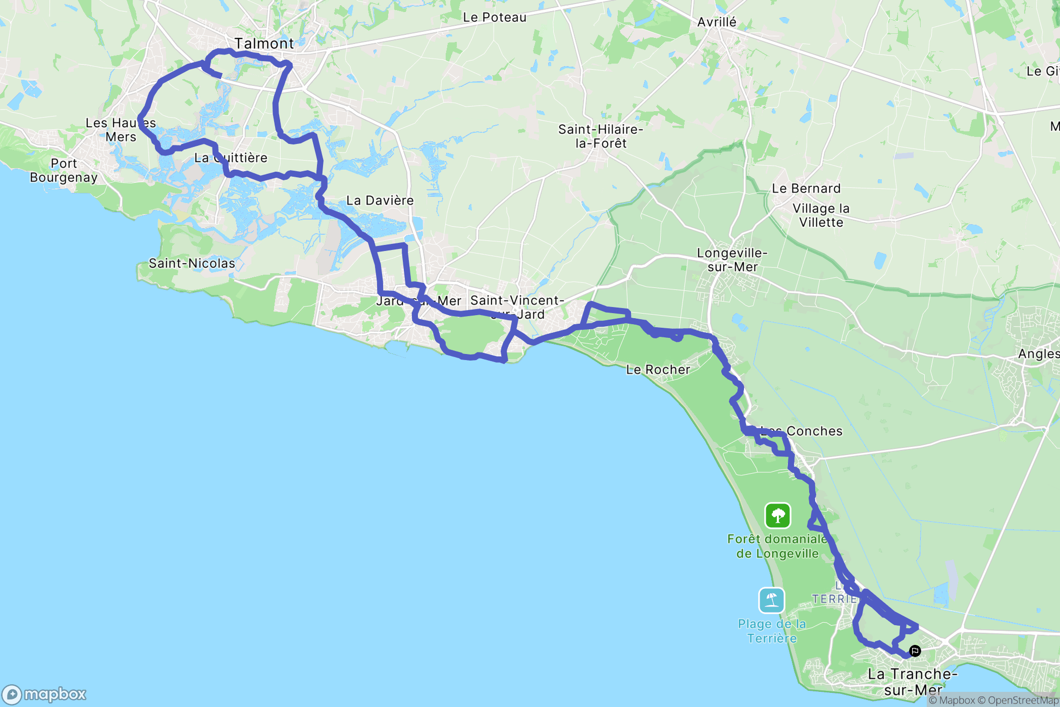 La Tranche-sur-Mer : carte du parcours de randonnée - France