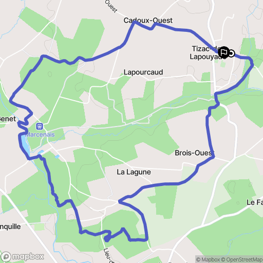 Tizac-de-Lapouyade : carte du parcours de randonnée - France