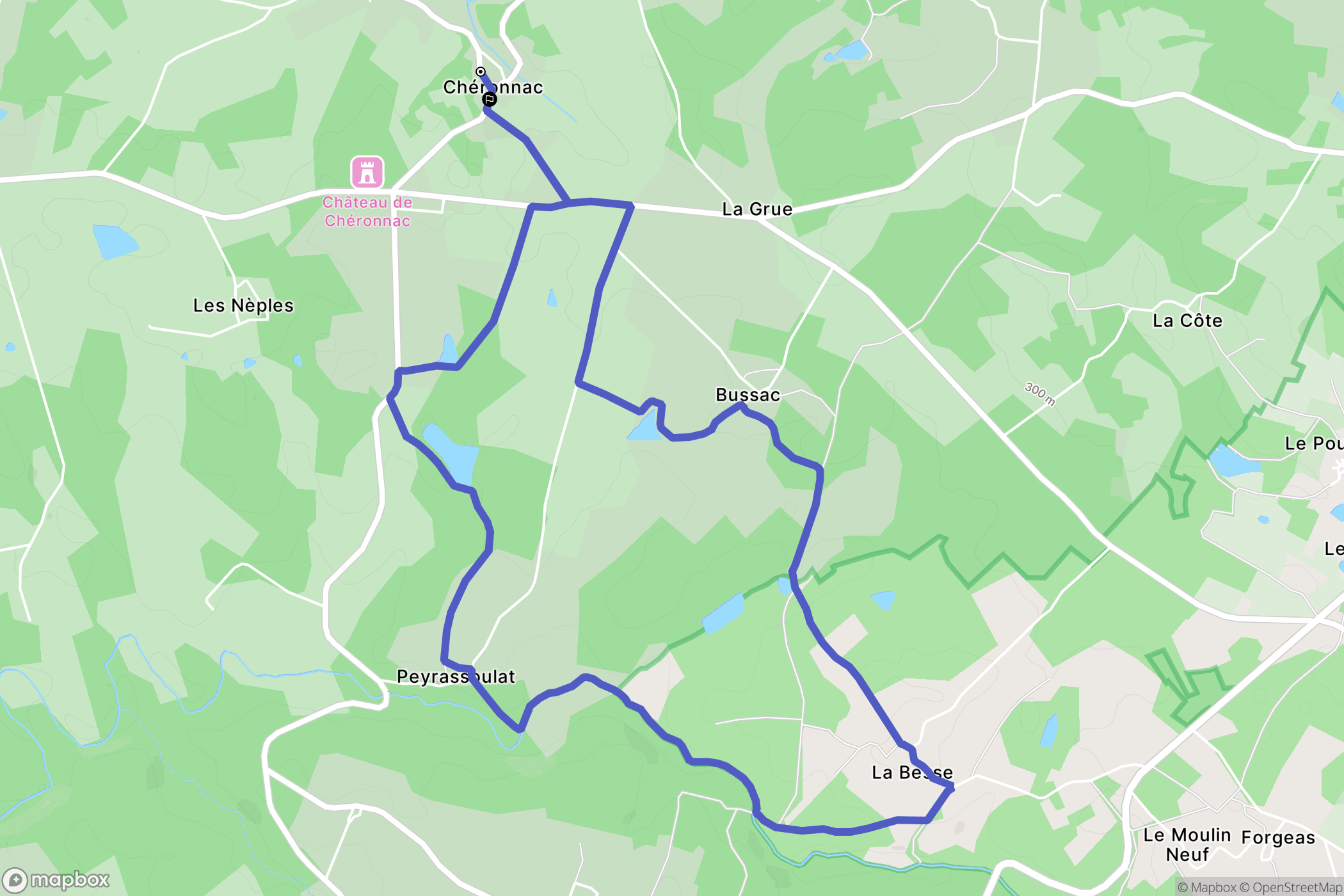 Chéronnac : carte du parcours de randonnée - France