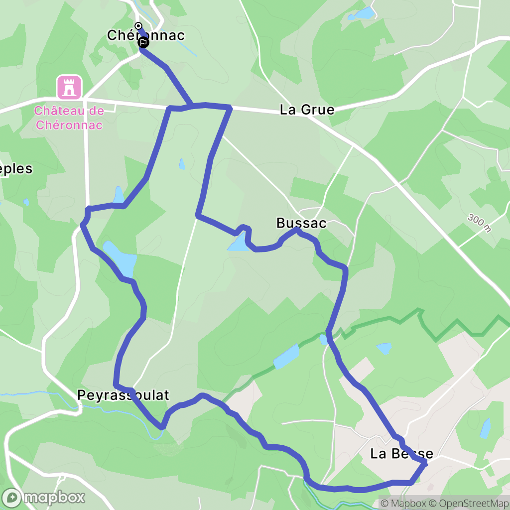 Chéronnac : carte du parcours de randonnée - France