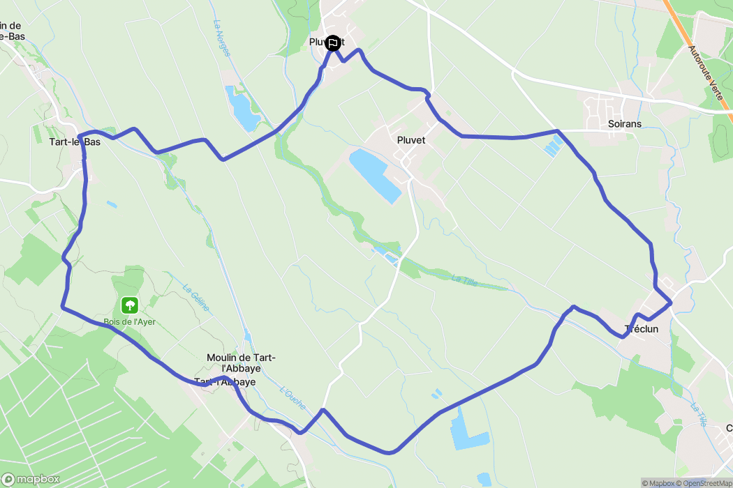 Longeault-Pluvault : carte du parcours de randonnée - France