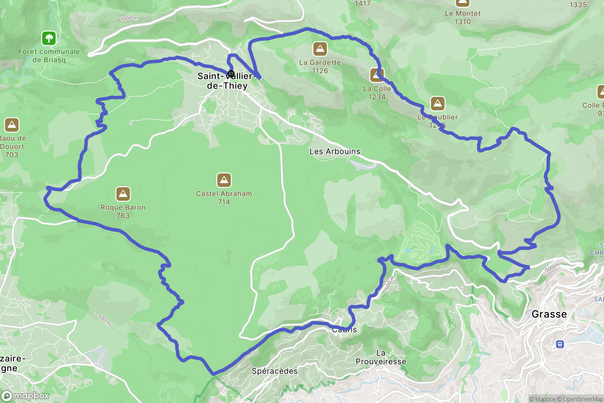 Saint-Vallier-de-Thiey : carte du parcours de randonnée - France