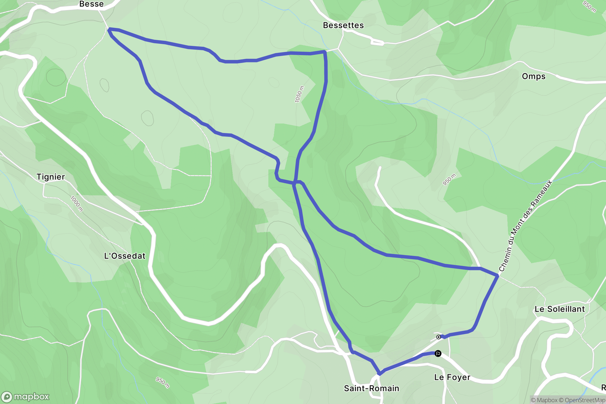 Saint-Romain : carte du parcours de randonnée - France