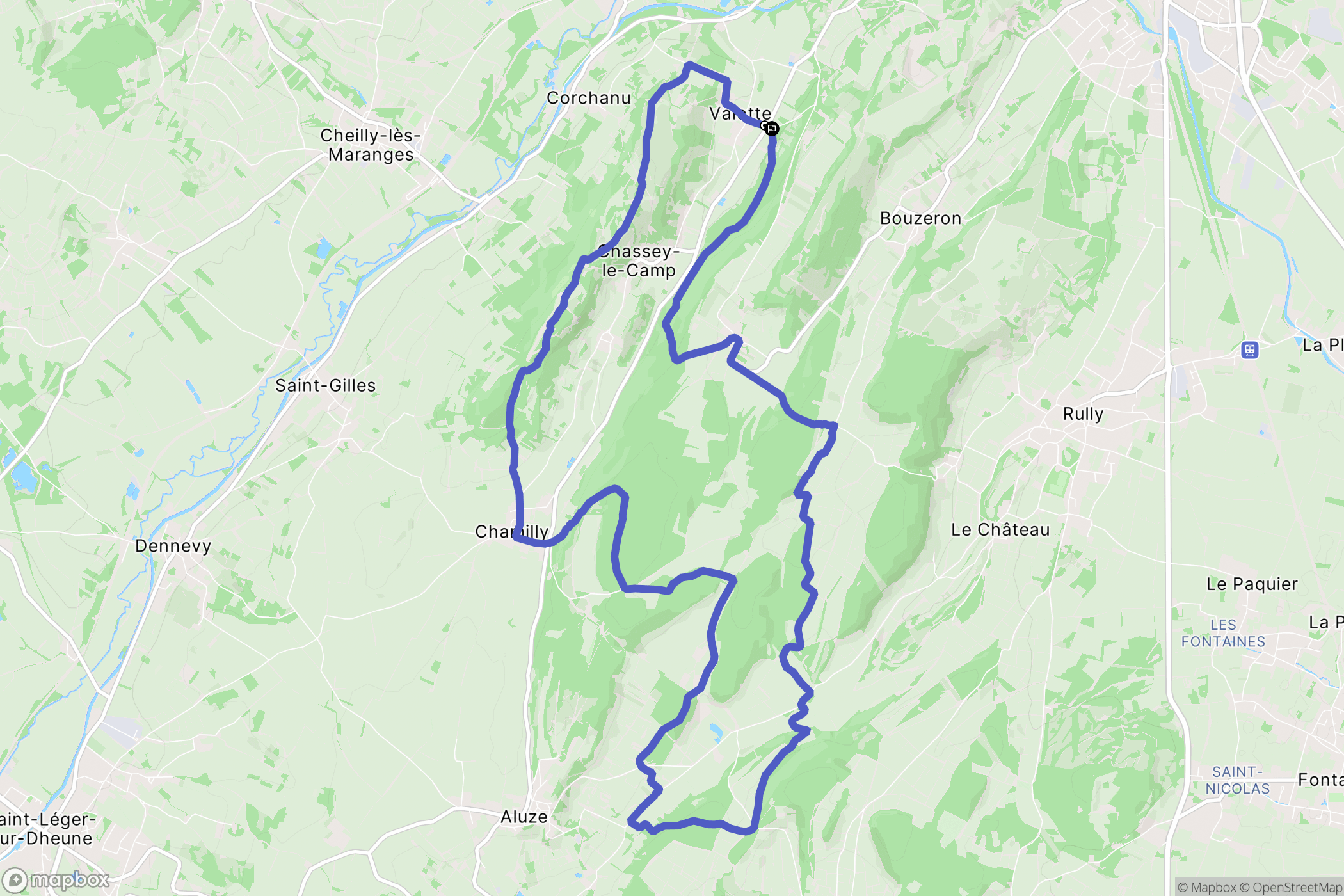 Chassey-le-Camp : carte du parcours de randonnée - France