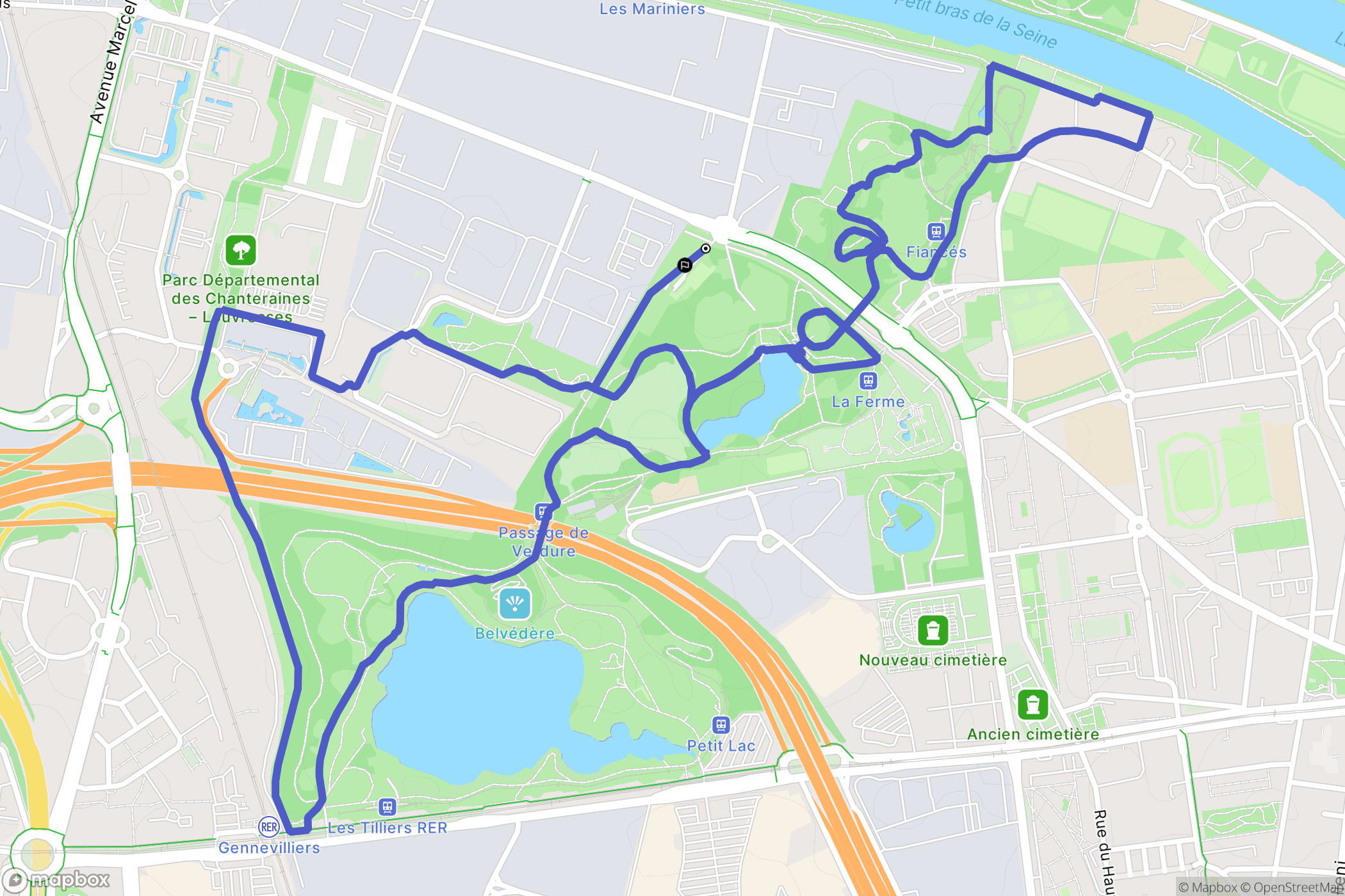 Villeneuve-la-Garenne : carte du parcours de randonnée - France