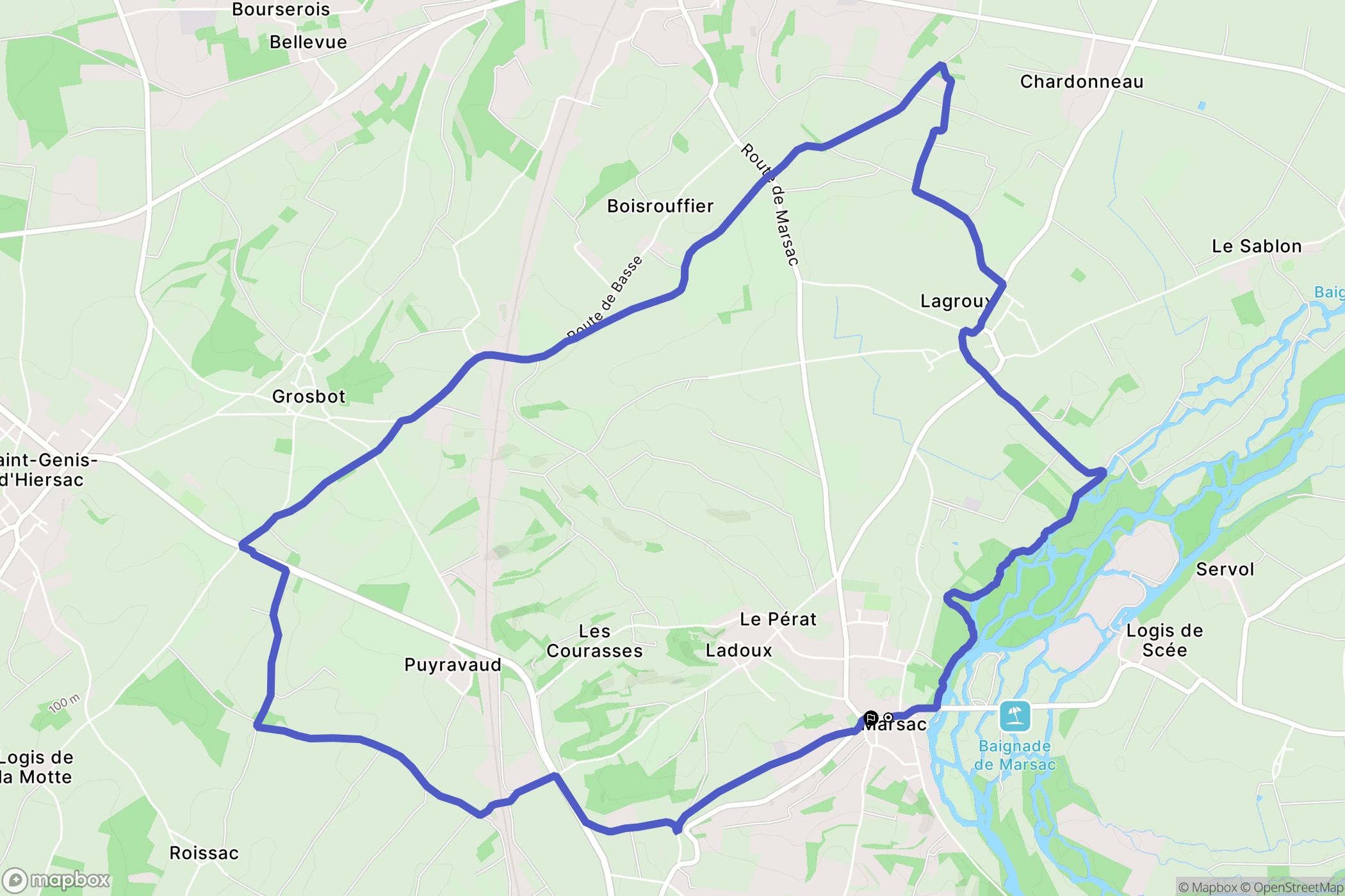 Marsac : carte du parcours de randonnée - France